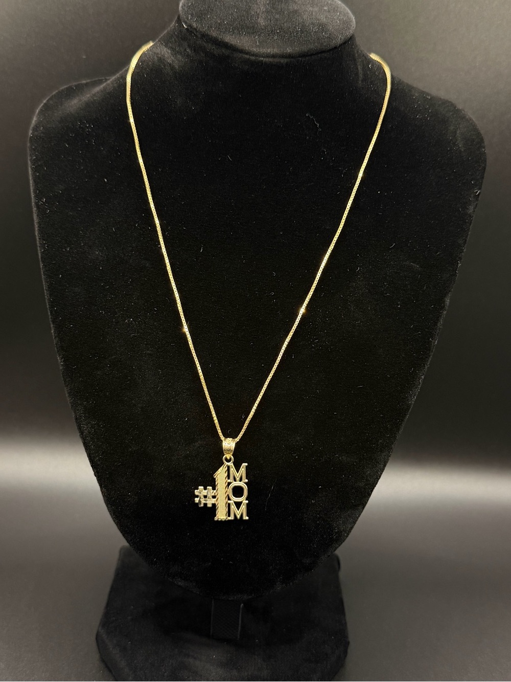 10K Solid Gold #1 Mom Charm Pendant